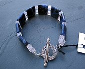 sodalite, rose quartz & Bali silver bracelet