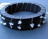 blue topaz and silver wirework wooden bangle