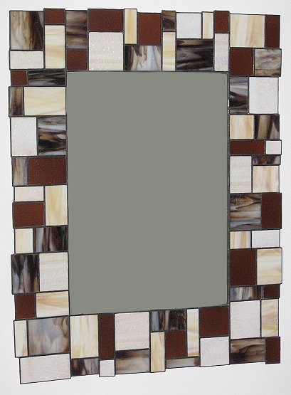 chocolate & cream stained glass mirror