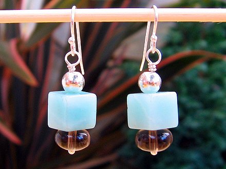 amazonite & smoky quartz earrings