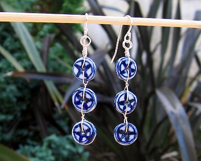 Chinese porcelain disc earrings
