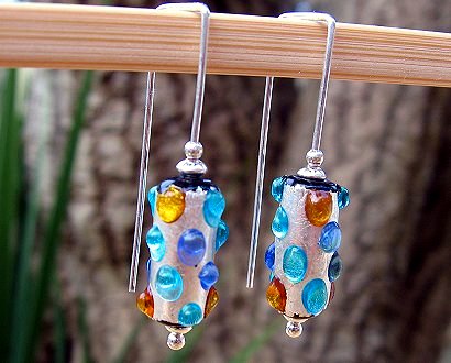 dots on foiled glass earrings