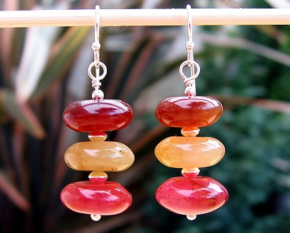 tri-colour jade earrings