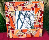 orange & red mosaic mirror