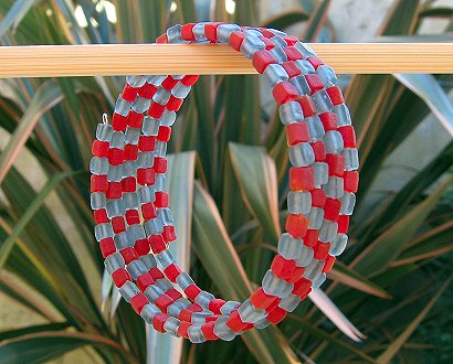 red & grey frosted glass cubes bracelet