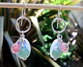 opalised quartz, cherry quartz & green aventurine earrings
