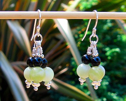 milky jasper & black agate earrings