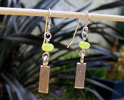 olive jade & Thai silver earrings