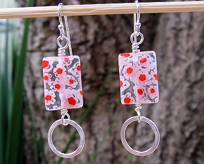 orange millefiori earrings