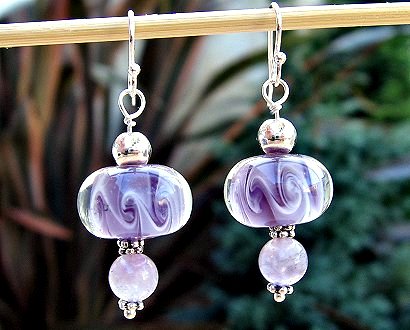 wave glass & amethyst earrings