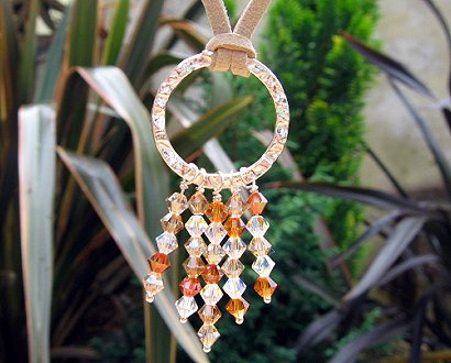 silver circle & crystals necklace