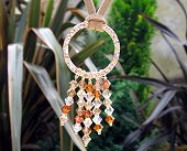 silver circle & crystals pendant